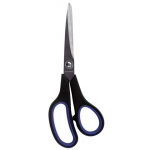 Ножницы Brauberg Soft Grip, 216р, черно-синие, резиновые вставки, 3-стороняя заточка