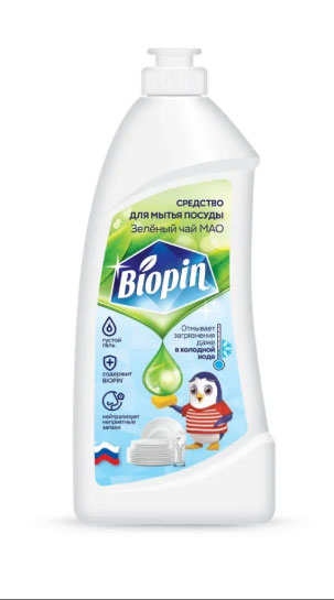 Biopin (биопин) средство для мытья посуды зеленый чай мао, 480мл